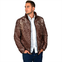 Hawaiian Turtles and Leis Padded Jacket Tribal Kakau Pattern Mocha Mousse Color LT03 - Polynesian Pride