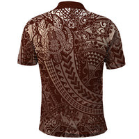 Hawaiian Turtles and Leis Polo Shirt Tribal Kakau Pattern Mocha Mousse Color LT03 - Polynesian Pride