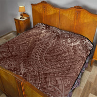 Hawaiian Turtles and Leis Quilt Tribal Kakau Pattern Mocha Mousse Color LT03 - Polynesian Pride