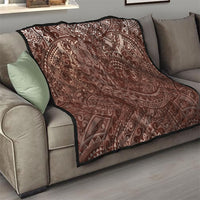 Hawaiian Turtles and Leis Quilt Tribal Kakau Pattern Mocha Mousse Color LT03 - Polynesian Pride