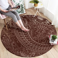 Hawaiian Turtles and Leis Round Carpet Tribal Kakau Pattern Mocha Mousse Color LT03 - Polynesian Pride