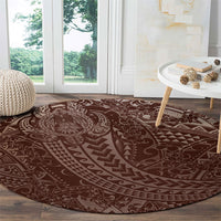 Hawaiian Turtles and Leis Round Carpet Tribal Kakau Pattern Mocha Mousse Color LT03 - Polynesian Pride