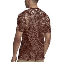 Hawaiian Turtles and Leis Rugby Jersey Tribal Kakau Pattern Mocha Mousse Color LT03 - Polynesian Pride