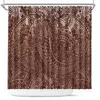 Hawaiian Turtles and Leis Shower Curtain Tribal Kakau Pattern Mocha Mousse Color LT03 Mocha Mousse - Polynesian Pride