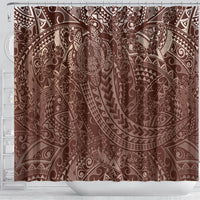 Hawaiian Turtles and Leis Shower Curtain Tribal Kakau Pattern Mocha Mousse Color LT03 - Polynesian Pride
