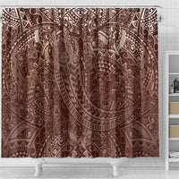 Hawaiian Turtles and Leis Shower Curtain Tribal Kakau Pattern Mocha Mousse Color LT03 - Polynesian Pride