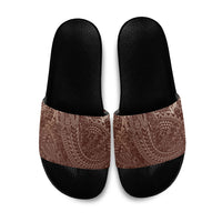 Hawaiian Turtles and Leis Slide Sandals Tribal Kakau Pattern Mocha Mousse Color LT03 Mocha Mousse - Polynesian Pride