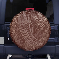 Hawaiian Turtles and Leis Spare Tire Cover Tribal Kakau Pattern Mocha Mousse Color LT03 No hole Mocha Mousse - Polynesian Pride