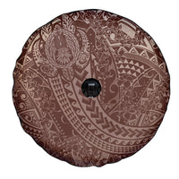 Hawaiian Turtles and Leis Spare Tire Cover Tribal Kakau Pattern Mocha Mousse Color LT03 - Polynesian Pride