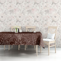 Hawaiian Turtles and Leis Tablecloth Tribal Kakau Pattern Mocha Mousse Color LT03 - Polynesian Pride