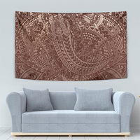 Hawaiian Turtles and Leis Tapestry Tribal Kakau Pattern Mocha Mousse Color LT03 - Polynesian Pride