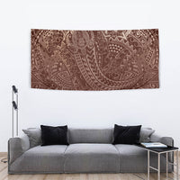 Hawaiian Turtles and Leis Tapestry Tribal Kakau Pattern Mocha Mousse Color LT03 - Polynesian Pride