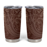 Hawaiian Turtles and Leis Tumbler Cup Tribal Kakau Pattern Mocha Mousse Color LT03 Mocha Mousse - Polynesian Pride