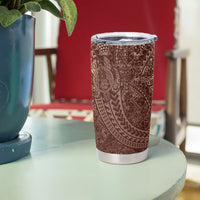 Hawaiian Turtles and Leis Tumbler Cup Tribal Kakau Pattern Mocha Mousse Color LT03 - Polynesian Pride