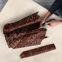 Hawaiian Turtles and Leis Umbrella Tribal Kakau Pattern Mocha Mousse Color LT03 - Polynesian Pride