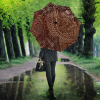 Hawaiian Turtles and Leis Umbrella Tribal Kakau Pattern Mocha Mousse Color LT03 - Polynesian Pride