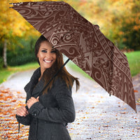 Hawaiian Turtles and Leis Umbrella Tribal Kakau Pattern Mocha Mousse Color LT03 - Polynesian Pride