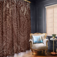 Hawaiian Turtles and Leis Window Curtain Tribal Kakau Pattern Mocha Mousse Color LT03 - Polynesian Pride