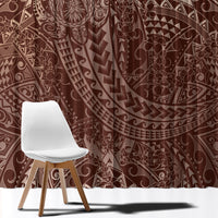 Hawaiian Turtles and Leis Window Curtain Tribal Kakau Pattern Mocha Mousse Color LT03 - Polynesian Pride