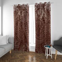 Hawaiian Turtles and Leis Window Curtain Tribal Kakau Pattern Mocha Mousse Color LT03 With Grommets Mocha Mousse - Polynesian Pride