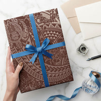 Hawaiian Turtles and Leis Wrapping Paper Tribal Kakau Pattern Mocha Mousse Color LT03 - Polynesian Pride