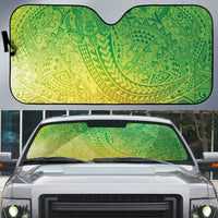 Hawaiian Turtles and Leis Auto Sun Shade Tribal Kakau Pattern Fresh Summer Vibe LT03 Green - Polynesian Pride