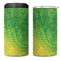 Hawaiian Turtles and Leis 4 in 1 Can Cooler Tumbler Tribal Kakau Pattern Fresh Summer Vibe LT03 One Size: 16 oz Green - Polynesian Pride