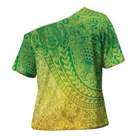 Hawaiian Turtles and Leis Cross Shoulder Shirt Tribal Kakau Pattern Fresh Summer Vibe LT03 - Polynesian Pride