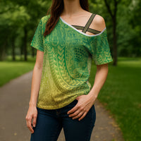 Hawaiian Turtles and Leis Cross Shoulder Shirt Tribal Kakau Pattern Fresh Summer Vibe LT03 - Polynesian Pride