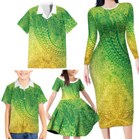 Hawaiian Turtles and Leis Family Matching Long Sleeve Bodycon Dress and Hawaiian Shirt Tribal Kakau Pattern Fresh Summer Vibe LT03 - Polynesian Pride