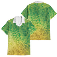 Hawaiian Turtles and Leis Family Matching Mermaid Dress and Hawaiian Shirt Tribal Kakau Pattern Fresh Summer Vibe LT03 Dad's Shirt - Short Sleeve Green - Polynesian Pride