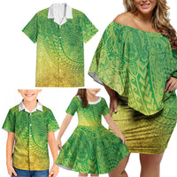 Hawaiian Turtles and Leis Family Matching Off Shoulder Short Dress and Hawaiian Shirt Tribal Kakau Pattern Fresh Summer Vibe LT03 - Polynesian Pride