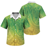 Hawaiian Turtles and Leis Family Matching Off Shoulder Short Dress and Hawaiian Shirt Tribal Kakau Pattern Fresh Summer Vibe LT03 Son's Shirt Green - Polynesian Pride