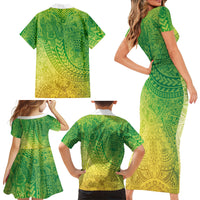 Hawaiian Turtles and Leis Family Matching Short Sleeve Bodycon Dress and Hawaiian Shirt Tribal Kakau Pattern Fresh Summer Vibe LT03 - Polynesian Pride