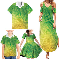 Hawaiian Turtles and Leis Family Matching Summer Maxi Dress and Hawaiian Shirt Tribal Kakau Pattern Fresh Summer Vibe LT03 - Polynesian Pride