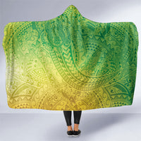 Hawaiian Turtles and Leis Hooded Blanket Tribal Kakau Pattern Fresh Summer Vibe LT03 One Size Green - Polynesian Pride