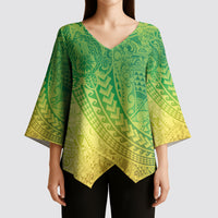 Hawaiian Turtles and Leis Kimono Sleeve Blouse Tribal Kakau Pattern Fresh Summer Vibe LT03 - Polynesian Pride