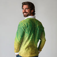Hawaiian Turtles and Leis Long Sleeve Polo Shirt Tribal Kakau Pattern Fresh Summer Vibe LT03 - Polynesian Pride