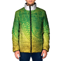 Hawaiian Turtles and Leis Padded Jacket Tribal Kakau Pattern Fresh Summer Vibe LT03 Men Green - Polynesian Pride