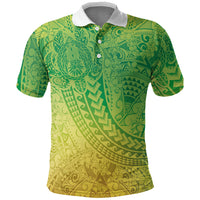 Hawaiian Turtles and Leis Polo Shirt Tribal Kakau Pattern Fresh Summer Vibe LT03 Green - Polynesian Pride