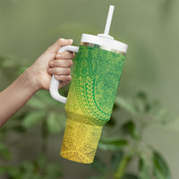 Hawaiian Turtles and Leis Tumbler With Handle Tribal Kakau Pattern Fresh Summer Vibe LT03 - Polynesian Pride