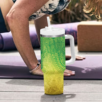 Hawaiian Turtles and Leis Tumbler With Handle Tribal Kakau Pattern Fresh Summer Vibe LT03 - Polynesian Pride