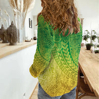 Hawaiian Turtles and Leis Women Casual Shirt Tribal Kakau Pattern Fresh Summer Vibe LT03 - Polynesian Pride