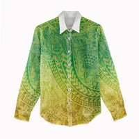 Hawaiian Turtles and Leis Women Casual Shirt Tribal Kakau Pattern Fresh Summer Vibe LT03 - Polynesian Pride