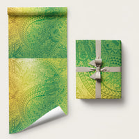Hawaiian Turtles and Leis Wrapping Paper Tribal Kakau Pattern Fresh Summer Vibe LT03 58" × 23" Green - Polynesian Pride
