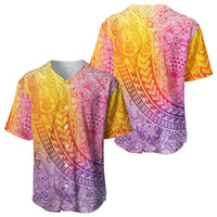 Hawaiian Turtles and Leis Baseball Jersey Tribal Kakau Pattern Magical Rainbow Sky LT03 - Polynesian Pride