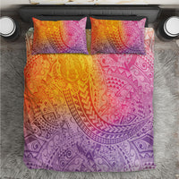 Hawaiian Turtles and Leis Bedding Set Tribal Kakau Pattern Magical Rainbow Sky LT03 Multicolor - Polynesian Pride