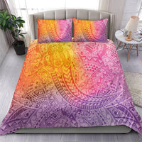 Hawaiian Turtles and Leis Bedding Set Tribal Kakau Pattern Magical Rainbow Sky LT03 - Polynesian Pride