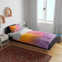 Hawaiian Turtles and Leis Bedding Set Tribal Kakau Pattern Magical Rainbow Sky LT03 - Polynesian Pride