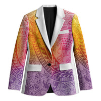 Hawaiian Turtles and Leis Blazer Tribal Kakau Pattern Magical Rainbow Sky LT03 Unisex Multicolor - Polynesian Pride